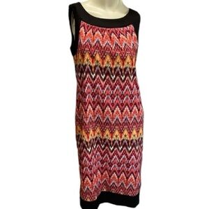 Pocket Bargello Bright Sleeveless Summer Office Dress Sz 4